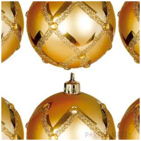 bombki desen z cyrkoniami plastikowe zlote guirca 6 cm 6 szt