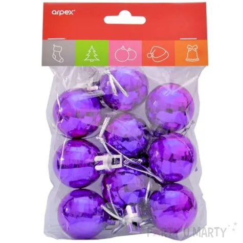 bombki disco fioletowe arpex 3 cm 9 szt