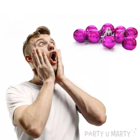 bombki disco malinowe arpex 3 cm 9 szt