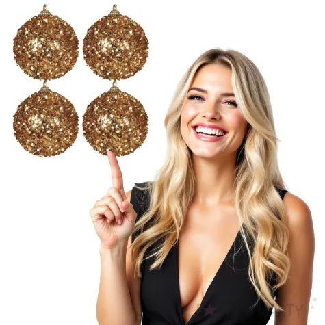 bombki frost plastikowe zlote guirca 6 cm 4 szt