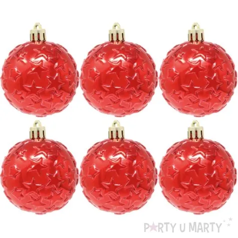 bombki gwiazdki plastikowe czerwone guirca 6 cm 6 szt