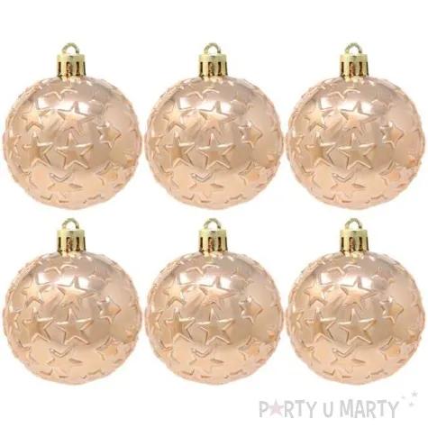 bombki gwiazdki plastikowe miedziane guirca 6 cm 6 szt