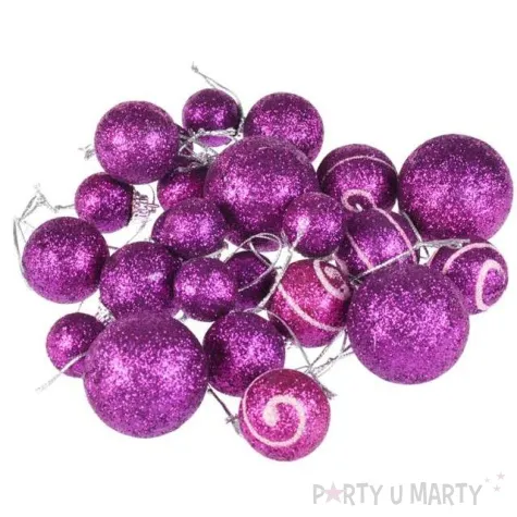 bombki mini brokatowe fioletowet arpex komplet 20 szt