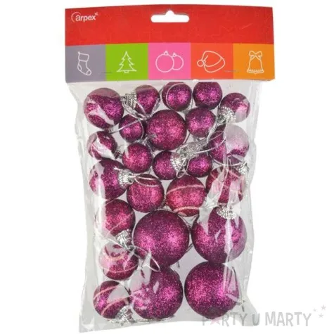 bombki mini brokatowe rozowe arpex komplet 20 szt