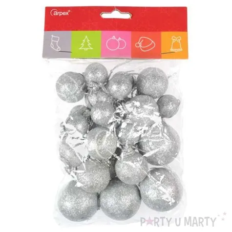 bombki mini brokatowe srebrne arpex komplet 20 szt