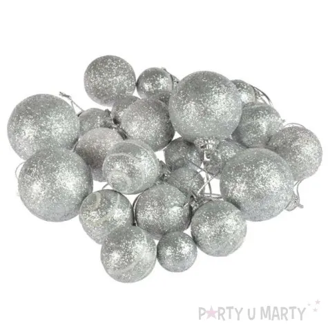 bombki mini brokatowe srebrne arpex komplet 20 szt