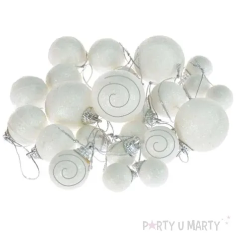 bombki mini brokatowe zawijas biale arpex komplet 20 szt