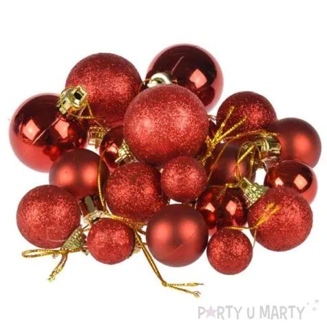 bombki mini mix czerowne arpex komplet 20 szt