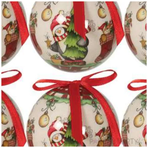 bombki pingwin z choinka akrylowe guirca 6 cm 6 szt