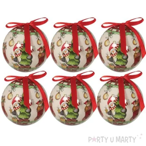 bombki pingwin z choinka akrylowe guirca 6 cm 6 szt