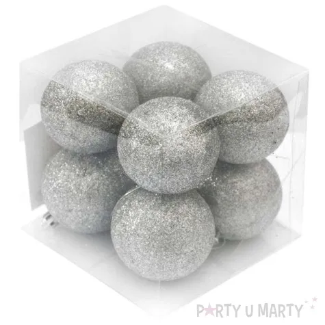 bombki srebrny brokat 6 cm arpex 8 szt