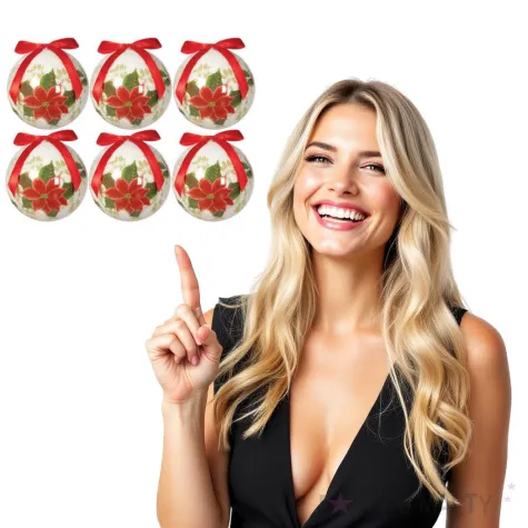 bombki swiateczna poinsecja akrylowe guirca 6 cm 6 szt