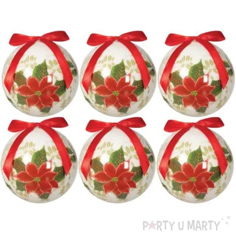 bombki swiateczna poinsecja akrylowe guirca 6 cm 6 szt