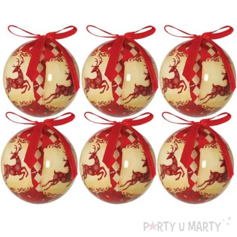 bombki swiateczne renifery akrylowe guirca 6 cm 6 szt