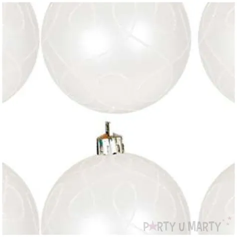 bombki swiateczne szlaczki plastikowe biale guirca 6 cm 6 szt
