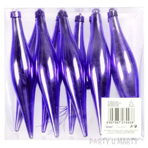 bombki zimowe sople fioletowe arpex 10 szt