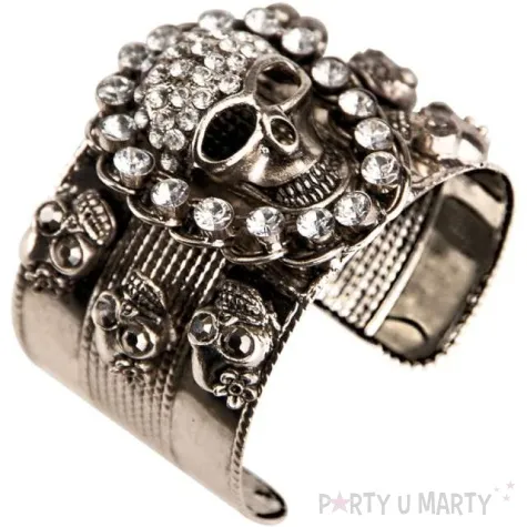 bransoletka czaszka z diamentami srebrna carnival toys