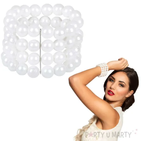 bransoletka flapperka biale perly cztery rzedy boland