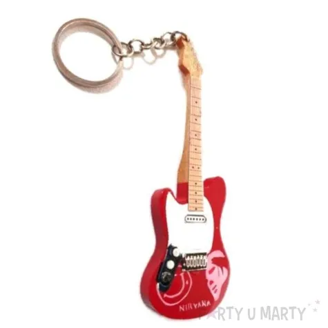 brelok gitara grunge czerwono biala kemis