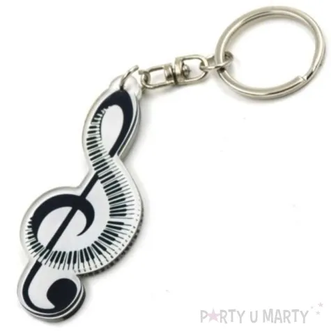 brelok klucz wiolinowy z klawiszami bialy kemis