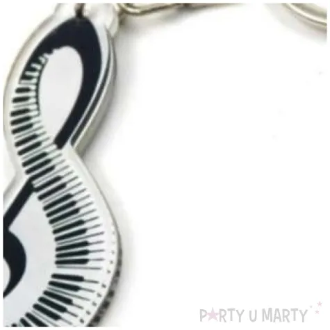 brelok klucz wiolinowy z klawiszami bialy kemis