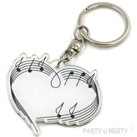 brelok muzyczny serce z nutami bialy kemis
