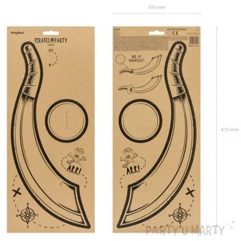 bron miecz pirata papierowy partydeco 44 cm