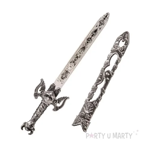 bron miecz rycerski z pochwa czaszka szary carnivaltoys 55 cm