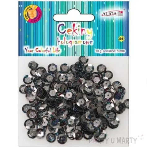 cekiny classic holo czarne 8 mm 10 g aliga