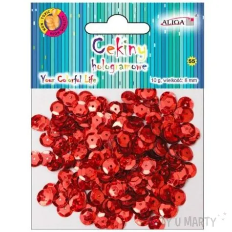 cekiny classic holo czerwone 8 mm 10 g aliga