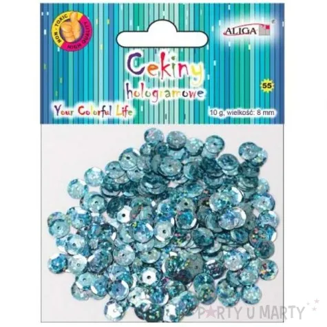 cekiny classic holo niebieskie jasne 8 mm 10 g aliga