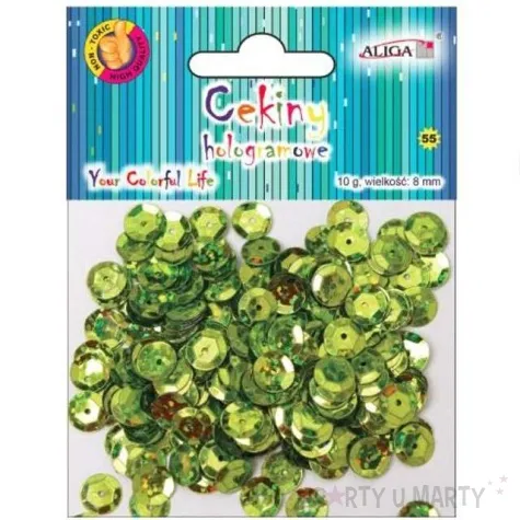 cekiny classic holo zielone jasne 8 mm 10 g aliga