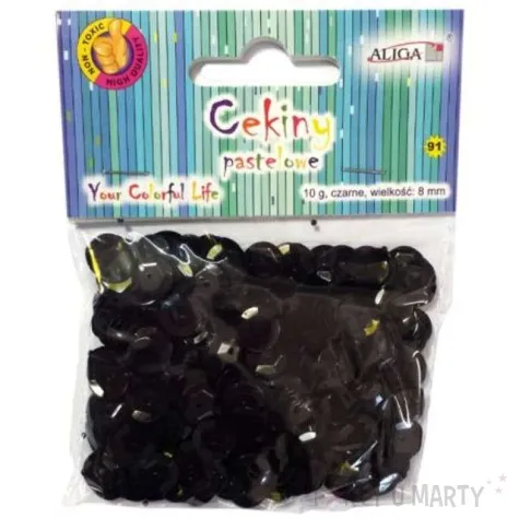 cekiny classic pastel czarne 8 mm 10 g aliga