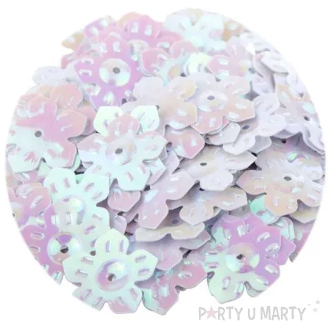 cekiny kwiatki pastel biale opalizujace 12 mm 6 g czakos