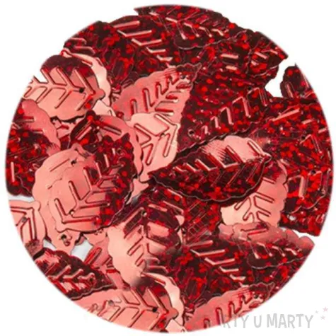 cekiny lisc podluzny holo czerwone dekolo 24 mm 50 szt