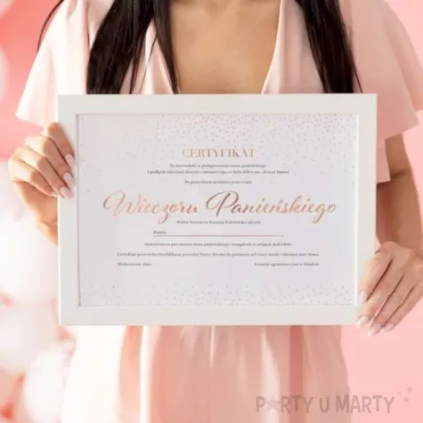 certyfikat bride to be rozowy zloty partypal 1 szt