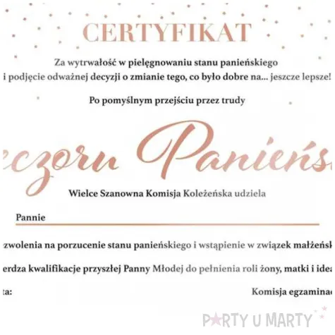 certyfikat bride to be rozowy zloty partypal 1 szt