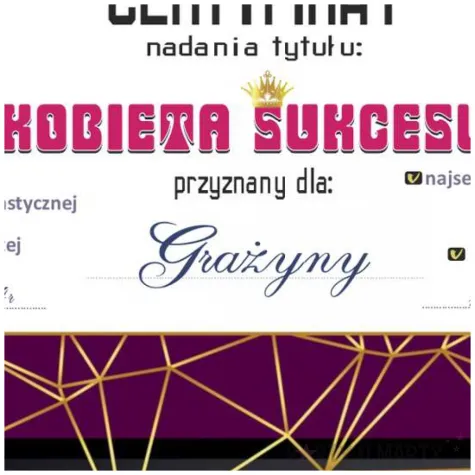certyfikat foto kobieta sukcesu a4