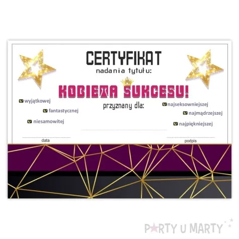 certyfikat foto kobieta sukcesu antyrama a4