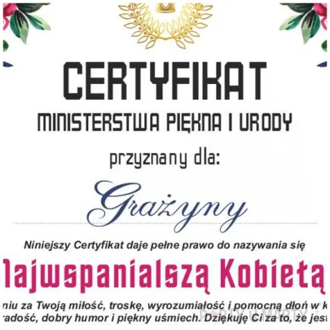 certyfikat foto najwspanialsza kobieta a4