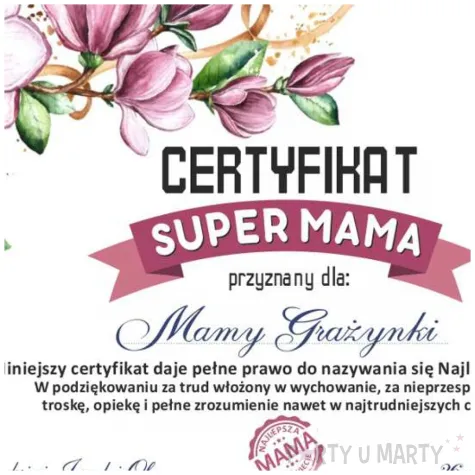 certyfikat foto super mama a4
