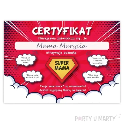 certyfikat foto super mama odznaka a4
