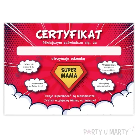 certyfikat foto super mama odznaka a4