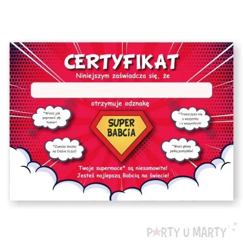 certyfikat super babcia antyrama a4