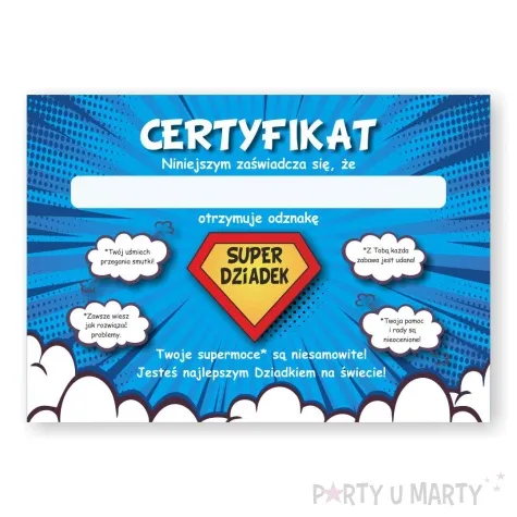 certyfikat super dziadek a4