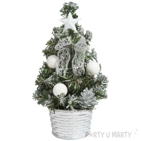 choinka classic mini ozdobiona biala czakos 20 cm