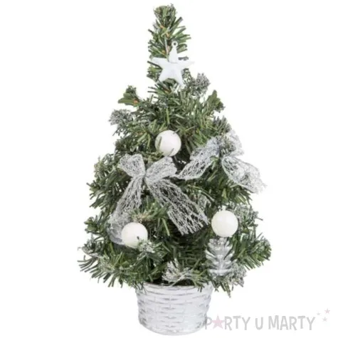 choinka classic mini ozdobiona biala czakos 25 cm