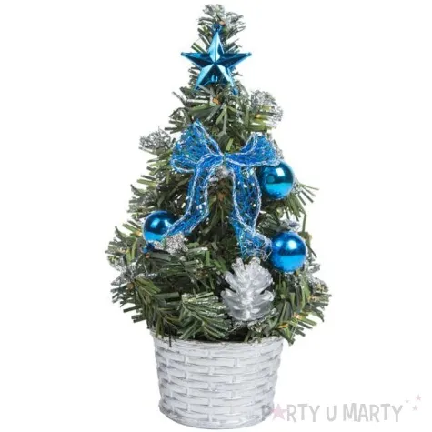 choinka classic mini ozdobiona niebieska czakos 20 cm