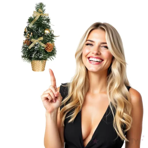 choinka classic mini ozdobiona osniezona zlota guirca 40 cm