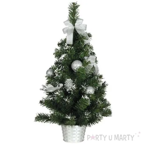 choinka classic mini ozdobiona osniezona zlota guirca 60 cm